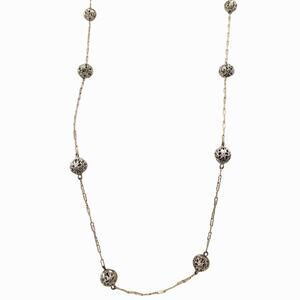 Vintage Filigree Silver Tone Ball And Chain Necklace 18" Length